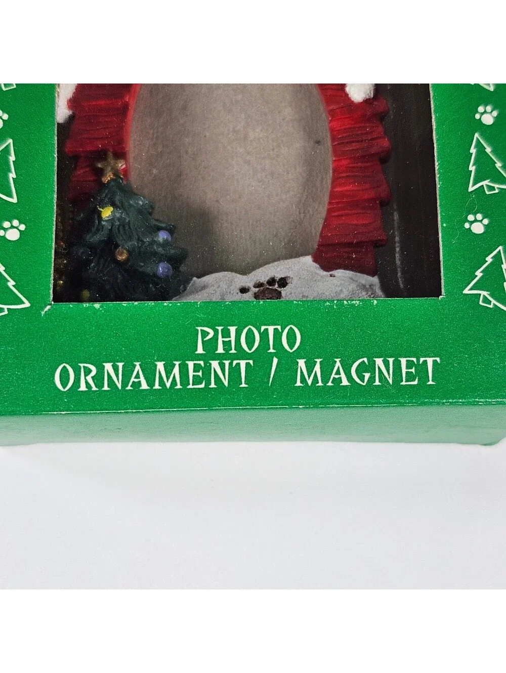 Vintage 1995 Proud Paws Pet Photo Ornament Magnet Red Doghouse Christmas Frame